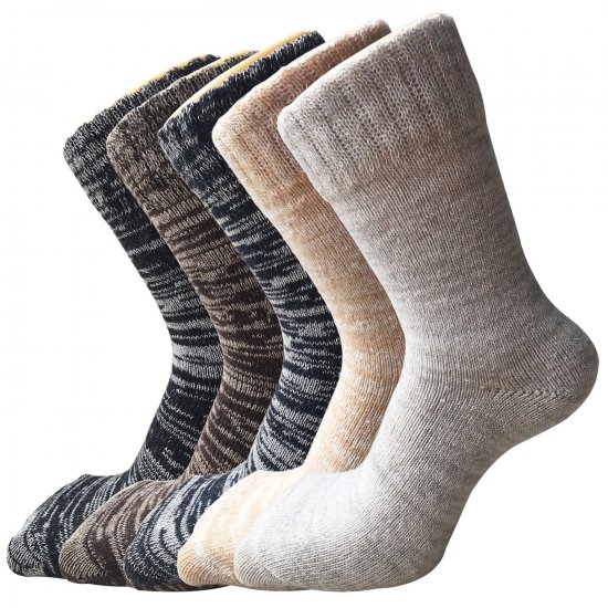 Senker Pack of 5 Mens Thick Knit Warm Casual Wool Crew Winter Socks, Size 5 to 10 - Click Image to Close